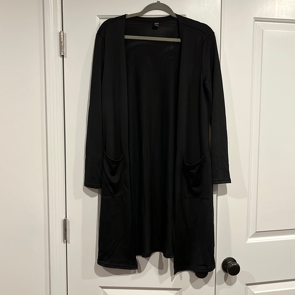 Shein black sheer size medium long sleeve cardigan with pockets